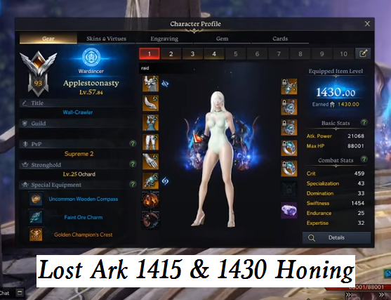 lost ark 1415 and 1430 honing cheese