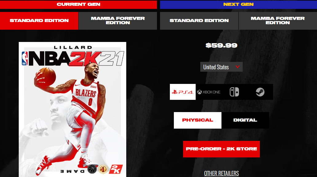 NBA 2K21 pre order