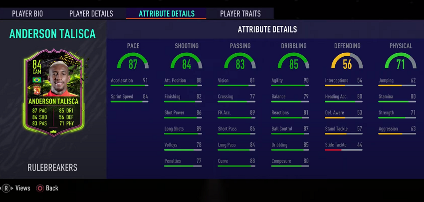 FIFA 21 Rulebreakers 84 Anderson Talisca Player Review