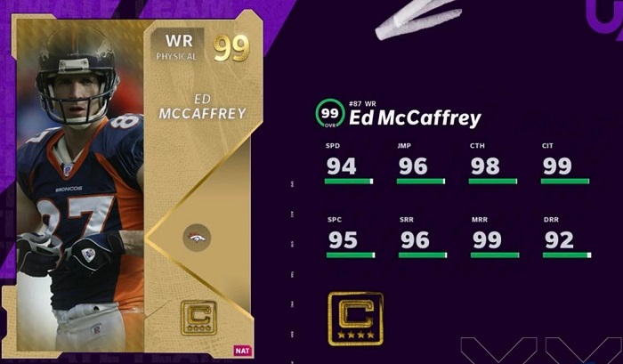 Madden 21 Series 6 Gold 99 Team Captains - Ed McCaffrey