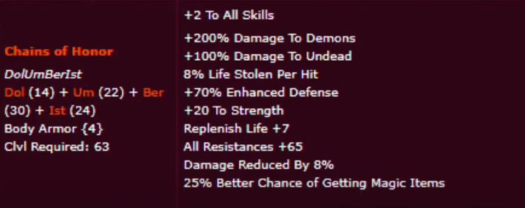 Diablo 2 best chest armor runewords
