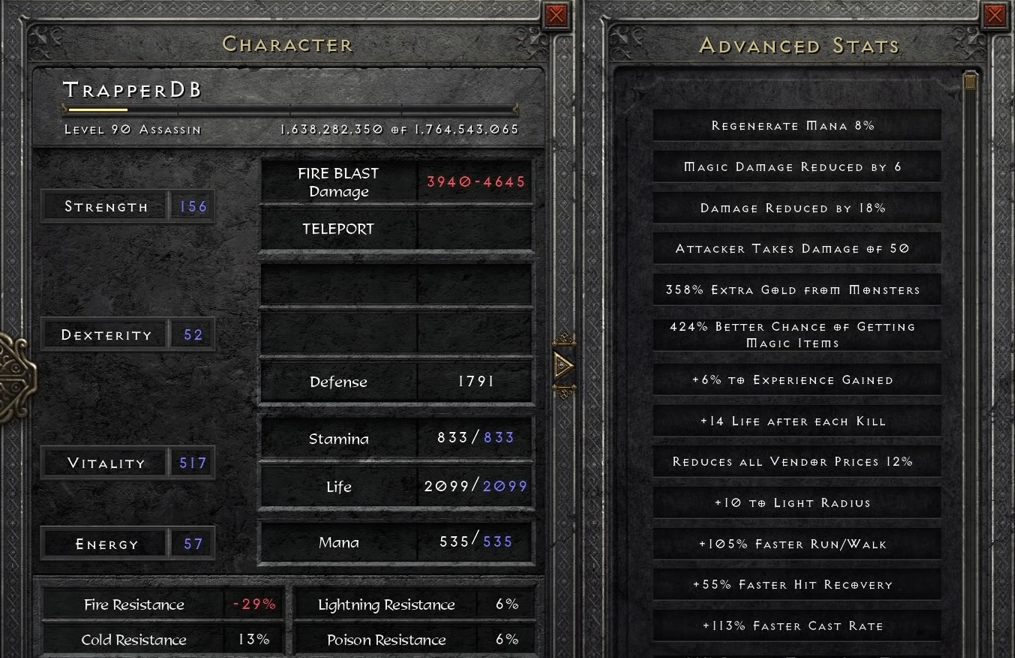 Diablo 2 Resurrected Corpse Explosion Trapsin Assassin Build - Attributes, Skill Points, Gears Guide of Meta PIT Farming Build