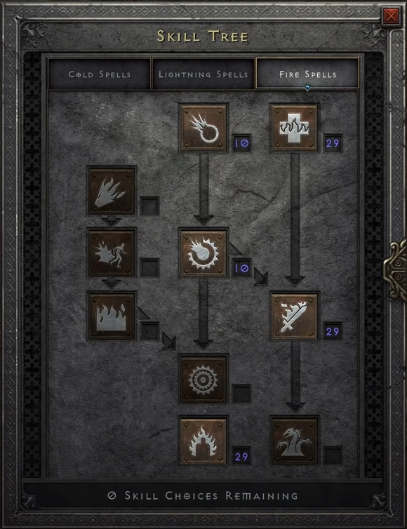 Diablo 2 Resurrected Zeal Passion Melee Sorceress Build - Fire Skill Tree