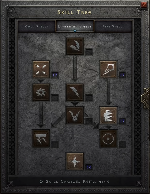 Diablo 2 Resurrected Zeal Passion Melee Sorceress Build - Lighting Skill Tree