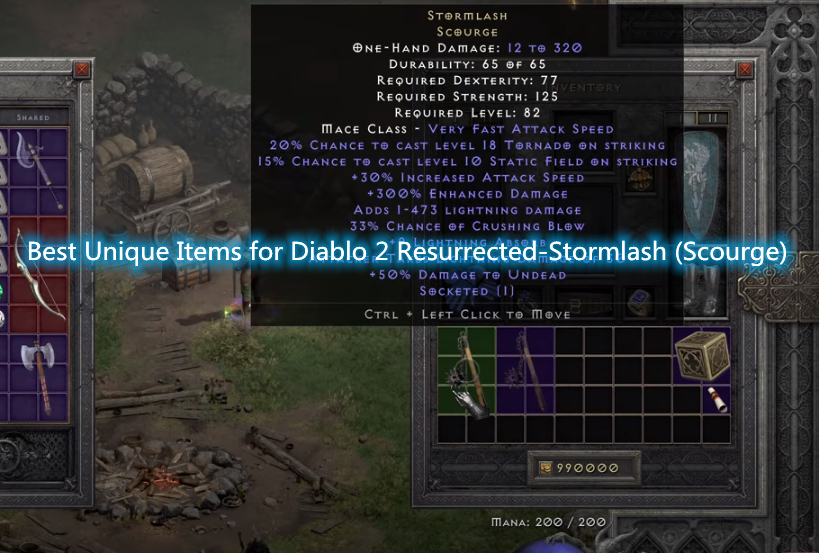 Best Unique Items for Diablo 2 Resurrected- - Stormlash (Scourge) D2 Item