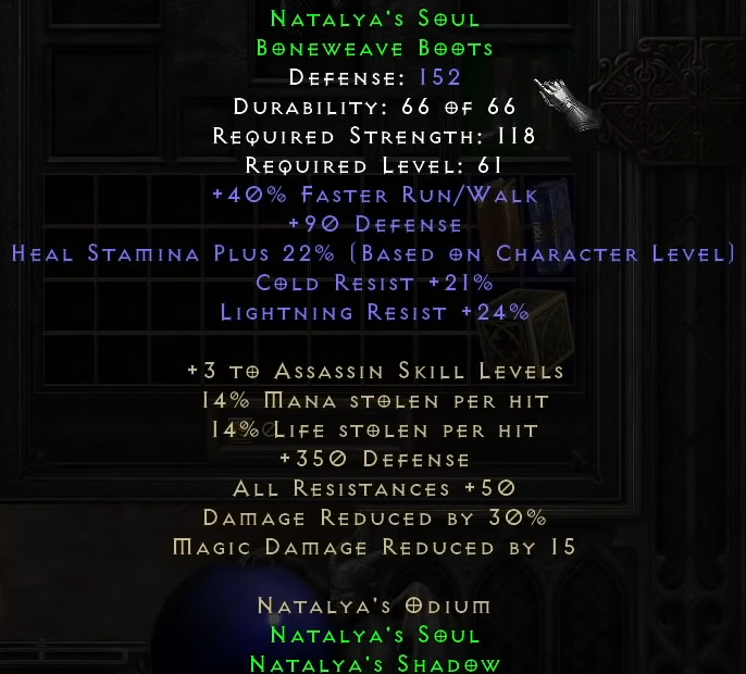 D2R BEST Set Items To Upgrade - Natalya's Soul Boneweave Boots