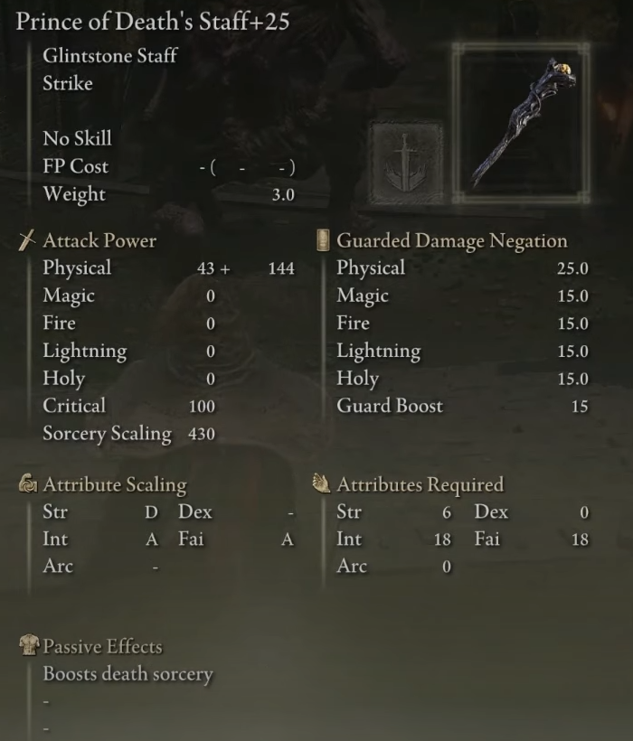 Elden Ring Best Glintstone Staff For Mage Build - Prince of Death's Staff