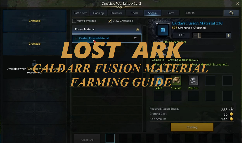 Lost Ark Caldarr Fusion Material Crating & Farming Guide