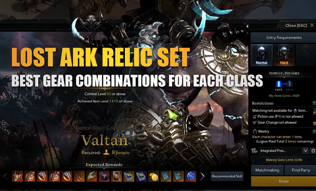 Lost Ark Best Relic & Legendary Set Combinations For Each Class | Lost Ark Valtan Gear Combination Guide