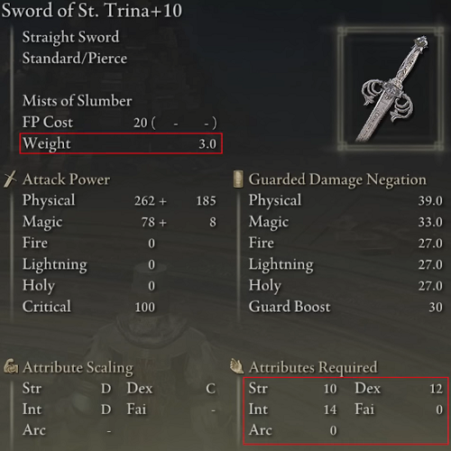 Elden Ring Straight Swords Tier List - Sword of St. Trina