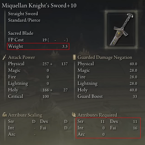 Elden Ring Straight Swords Tier List - Miquellan Knight's Sword