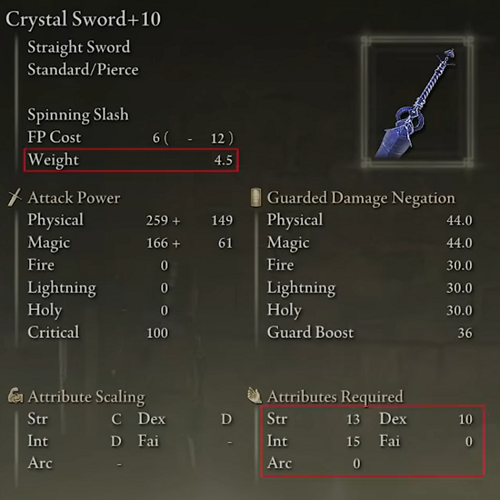 Elden Ring Straight Swords Tier List - Crystal Sword