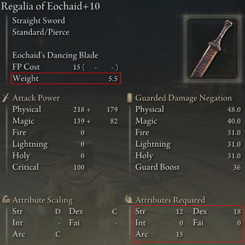 Elden Ring Straight Swords Tier List - Reglia of Eochaid