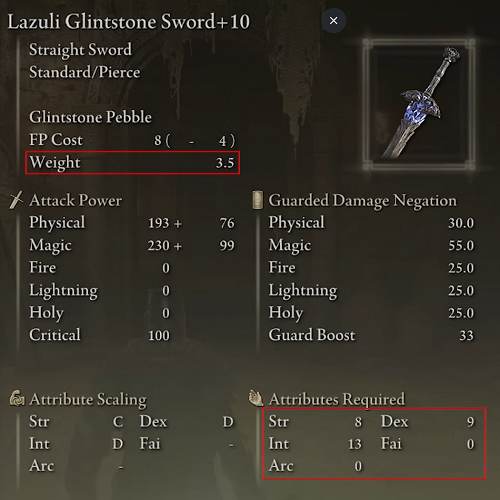 Elden Ring Straight Swords Tier List - Lazuli Glintstone Sword