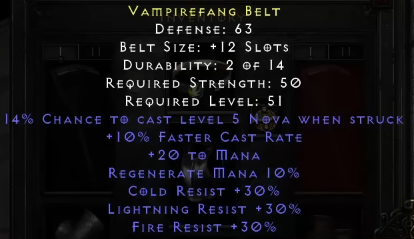 D2R 2.7 Nova Sorc Gear - Belt