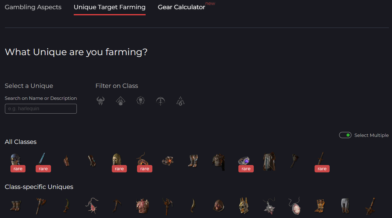 Diablo 4 Gambling Tool: How to Target Farm Uniques & Gamble Legendary in D4