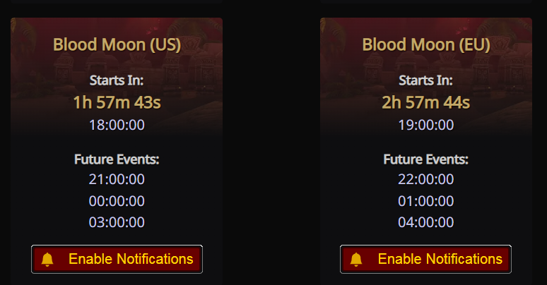 SoD Blood Moon PVP Event timer